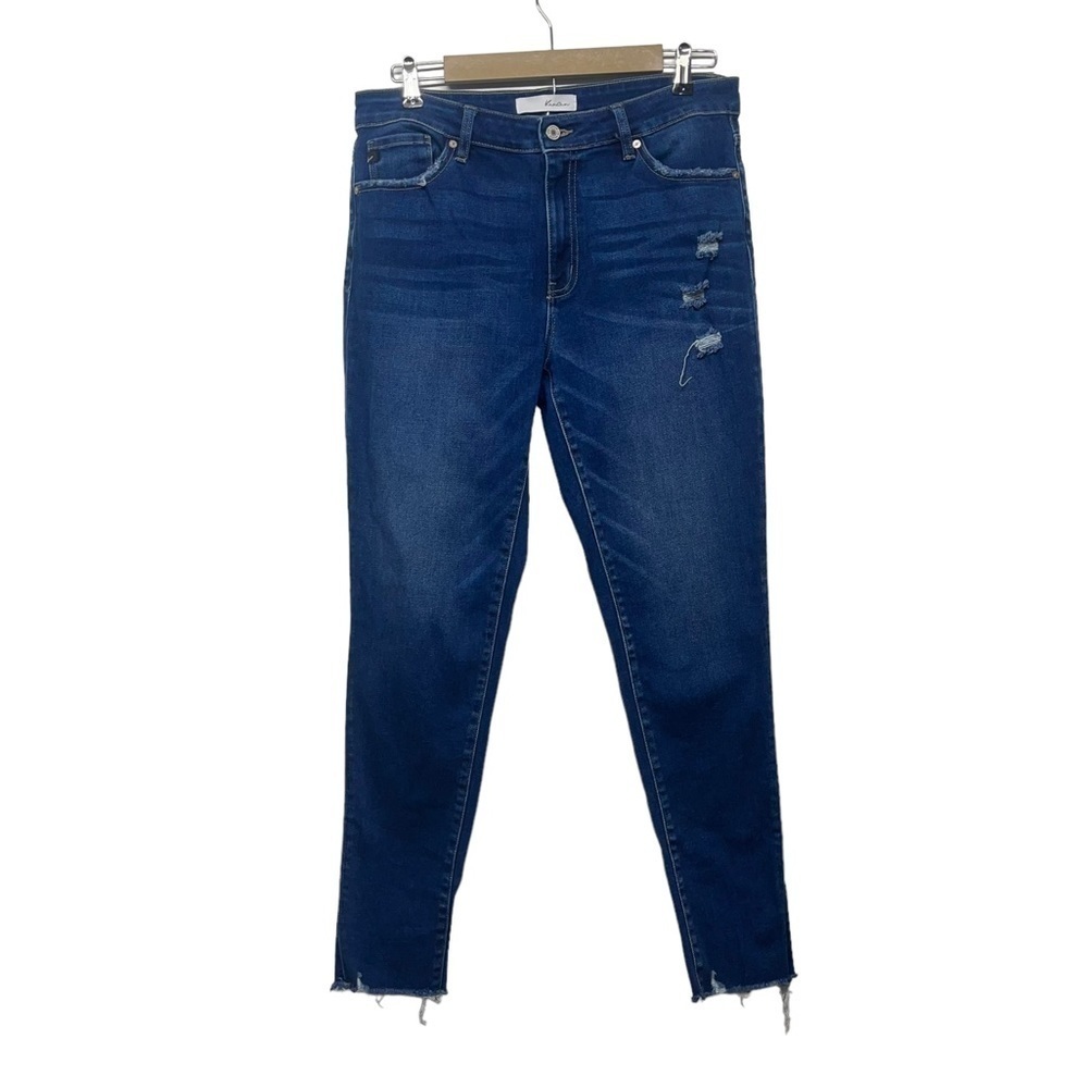 KanCan Distressed Dark Wash Raw Hem Skinny Jeans Size 11